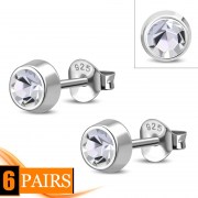 Cubic Zirconia Silver Stud Earrings, e426st